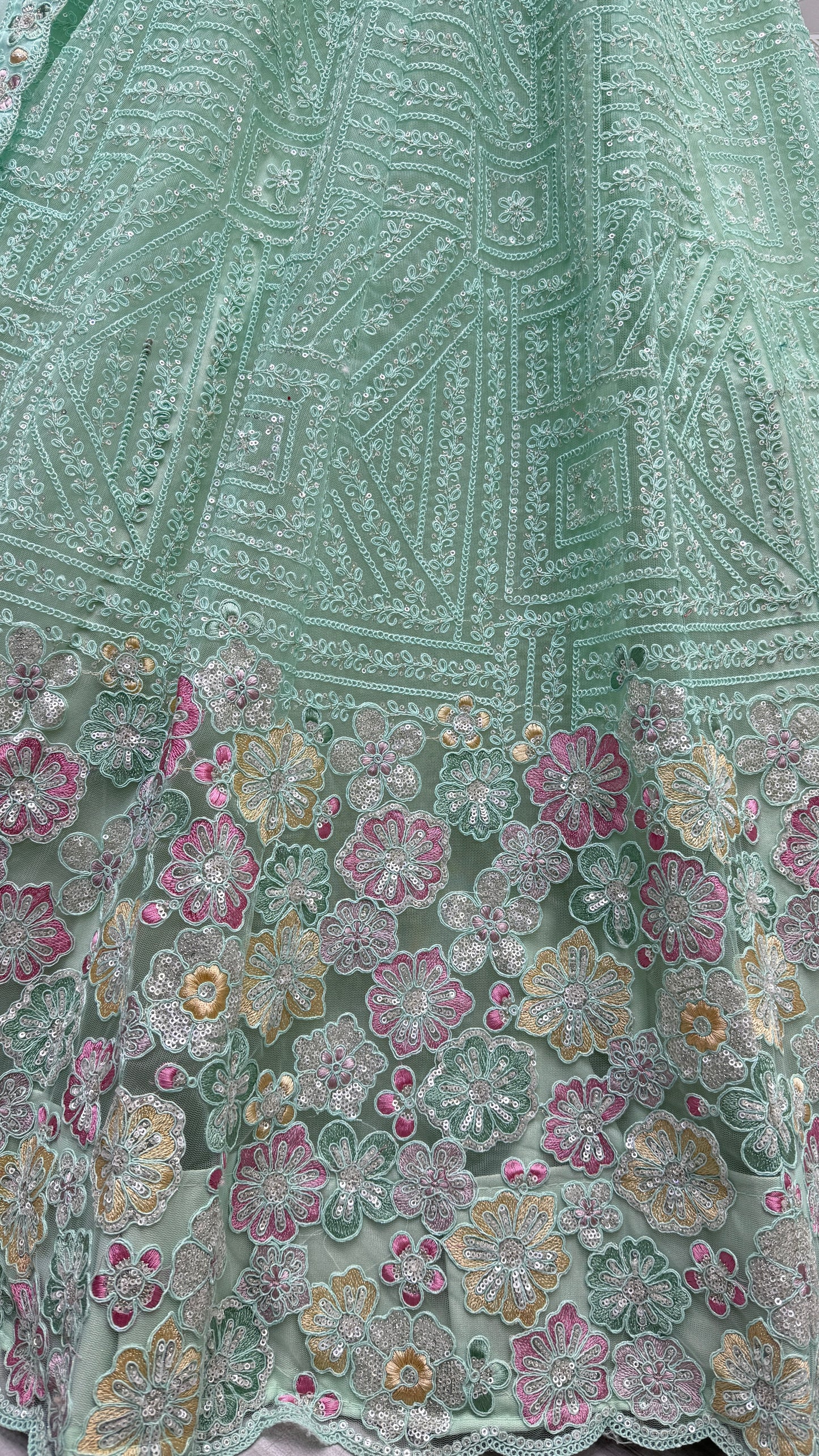 Flower Work Combine with Dori and sequins embroidered Bridesmaids Lehengacholi