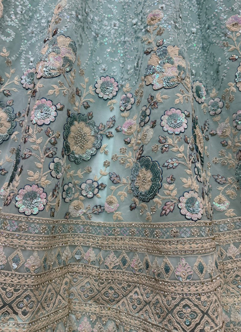 Beautifully Fancy sequins and Dori work combine sophisticated Embroidered designer Partywear Lehengacholi