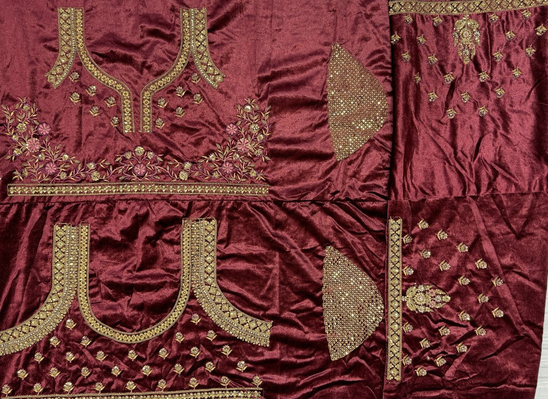 Pink and peach thread work combine Silk Lehenga choli with double dupatta