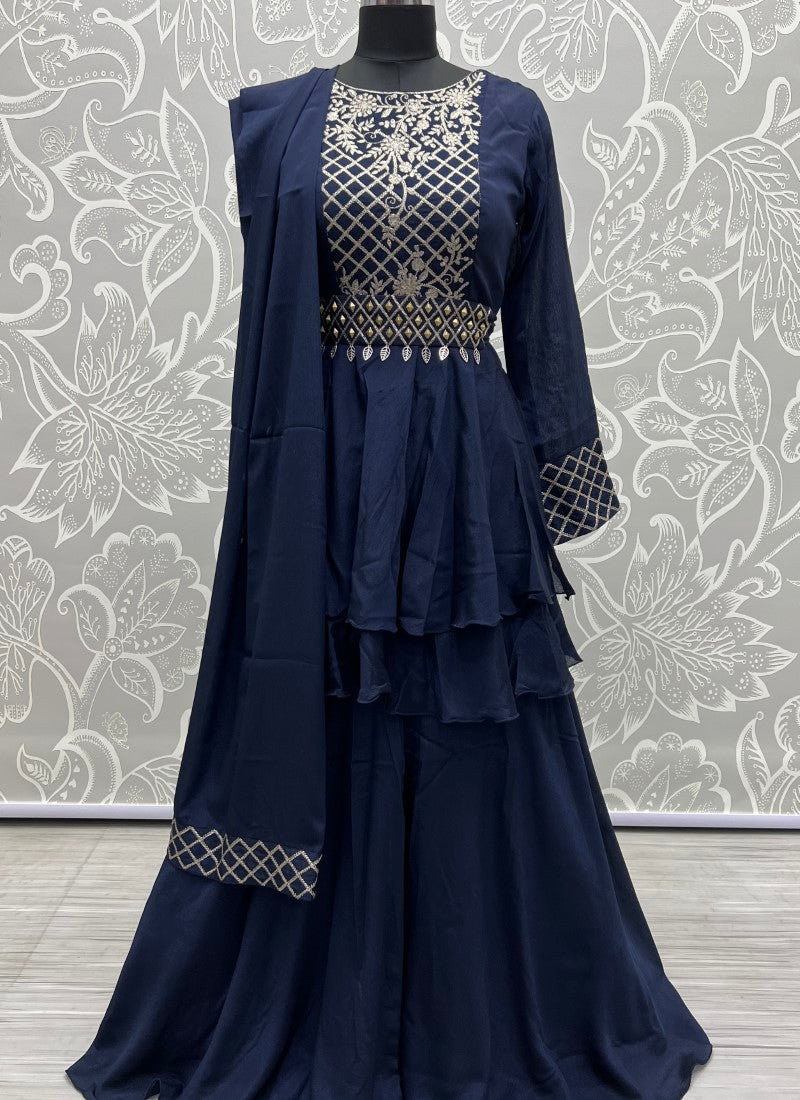 Stunning palazzo and long top designer salwar kameez set