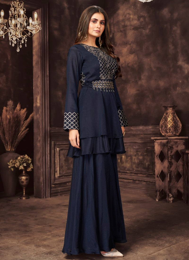 Stunning palazzo and long top designer salwar kameez set