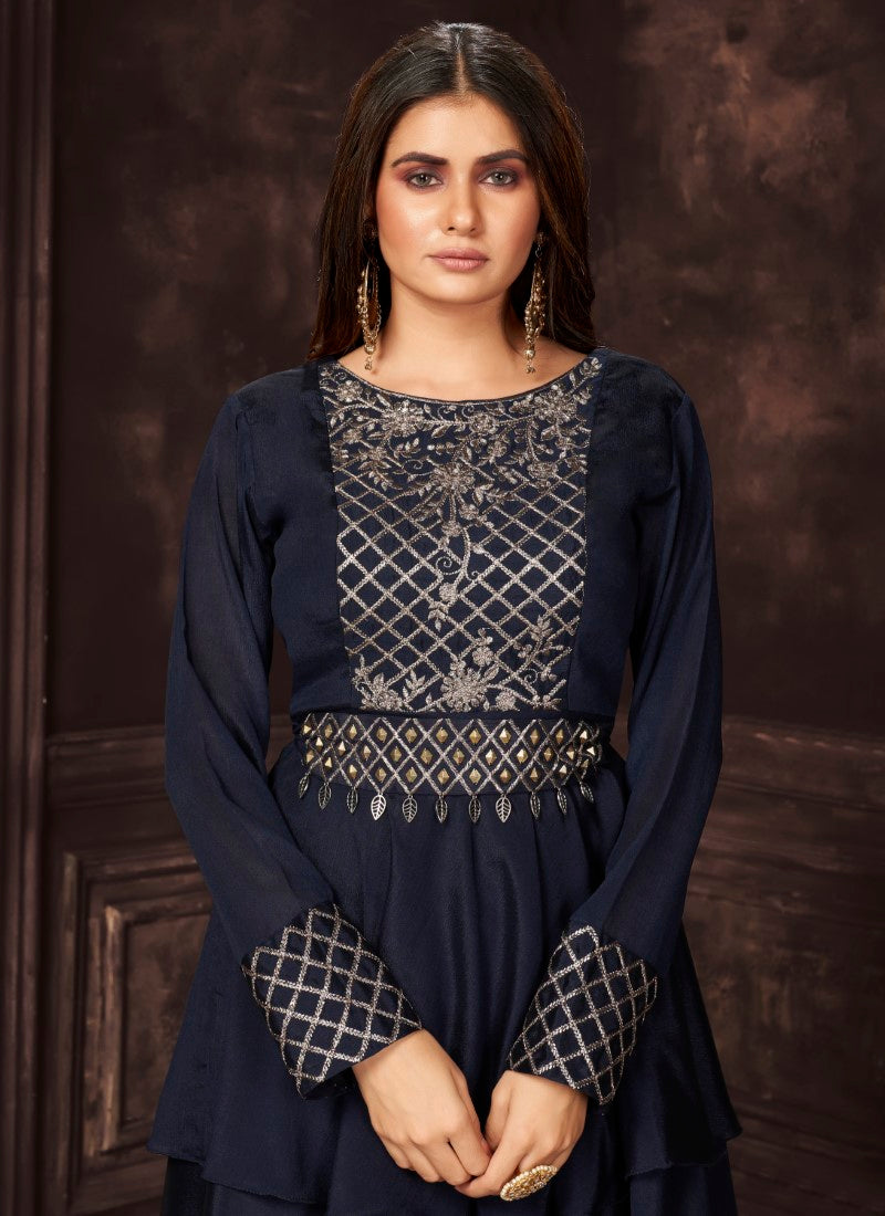 Stunning palazzo and long top designer salwar kameez set ANJANI ART