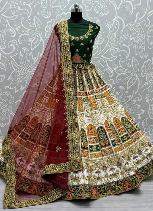 Multi color work panetar style bridal Lehengacholi