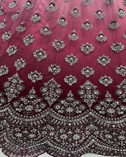 Mirror work in Shaded color Purple Lehenga choli for weeding