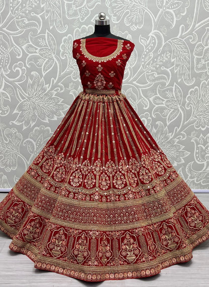 Hand mirror crafted with perfect embroidered Red Lehengacholi