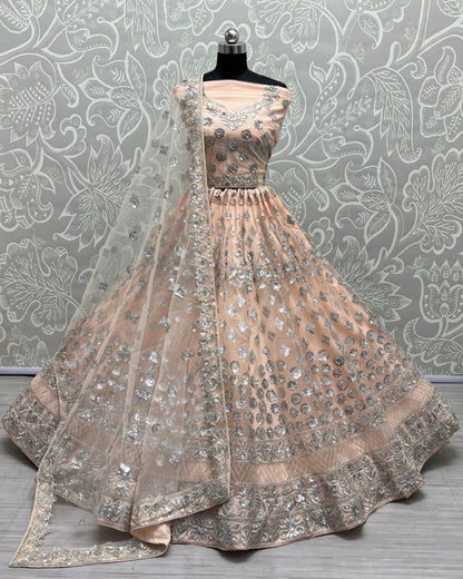 Latest trending German Silver Zari and Sequin Embroidered Designer Lehengacholi