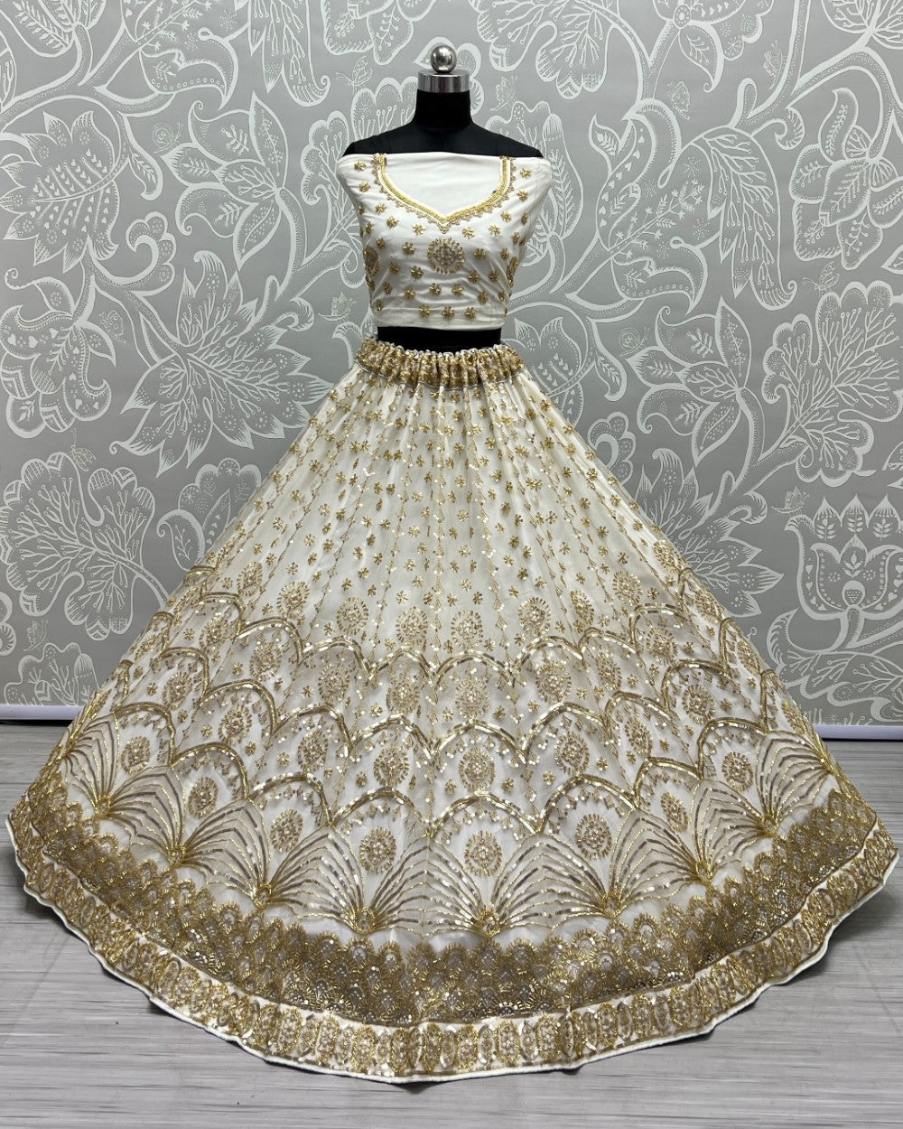 Exclusive Hand Work Beige Lehengacholi