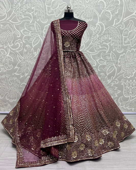 Sequins and Dori embroidery Wedding Partywear Lehenga choli