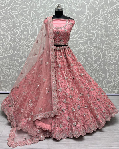 Crimson Pink Bridesmaid Lehengacholi with Blouse