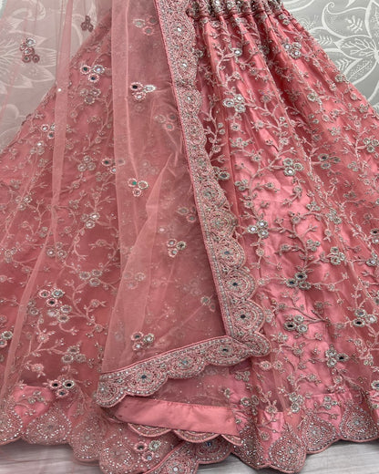 Crimson Pink Bridesmaid Lehengacholi with Blouse