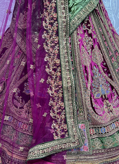 Fantastic Color Matching and Art of work on Bridal Rani Pink Lehengacholi