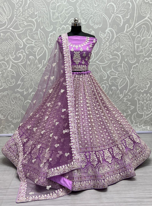 Lilac Designer Lehengacholi with Dupatta