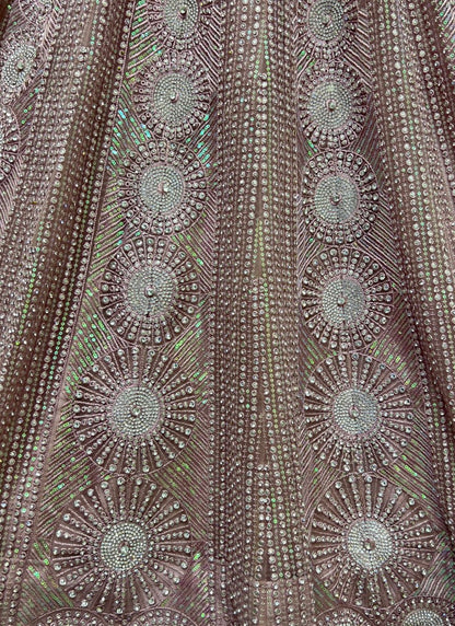 Full of zircon and sequins embroidered partywear Pyazi Lehengacholi