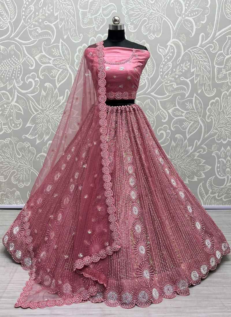 Full of zircon and sequins embroidered partywear Purple Lehengacholi