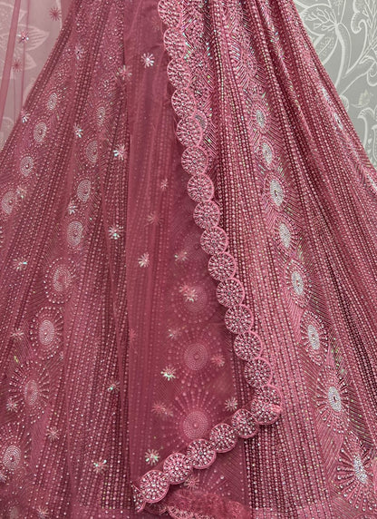 Full of zircon and sequins embroidered partywear Purple Lehengacholi