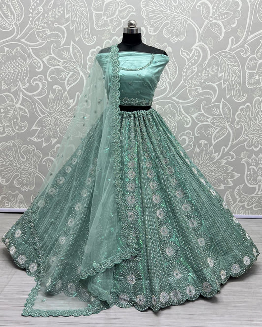 Full of zircon and sequins embroidered partywear Lehengacholi