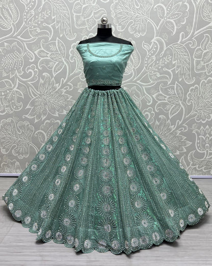 Full of zircon and sequins embroidered partywear Lehengacholi