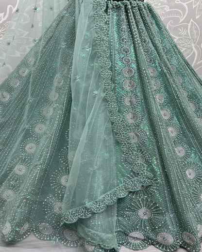 Full of zircon and sequins embroidered partywear Lehengacholi