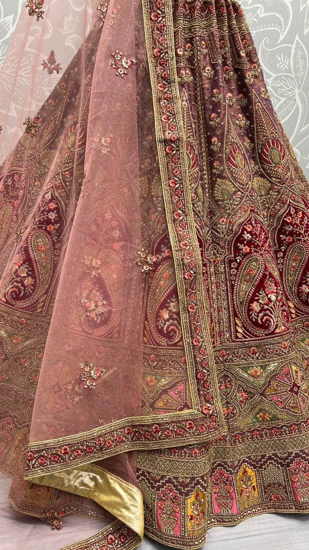 Bridal Net Crafted Beautiful Color Range Wedding wear Lehengacholi Pya â ANJANI ART