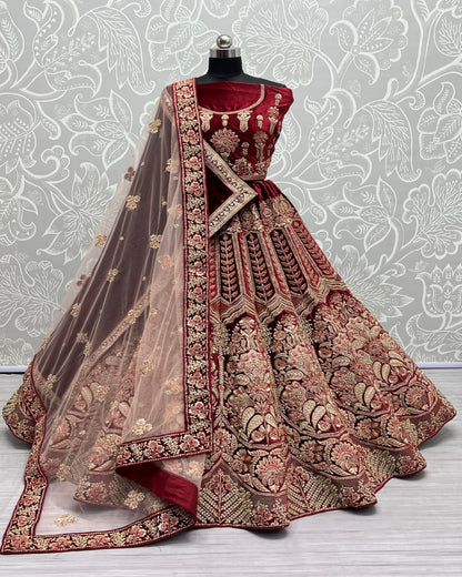 Golden Antique Embroidered Exclusive Lehengacholi with double Dupatta