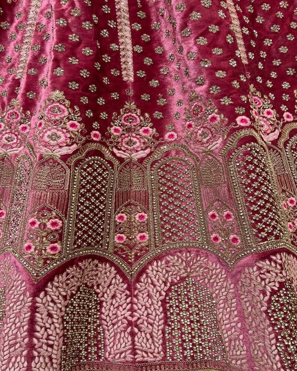 Full of Zircon Diamond studded Rani Pink Lehenga choli for Party