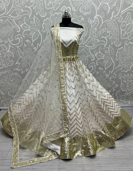 Zigzag Pattern Sequins Embroidered Sober work Lehenga choli