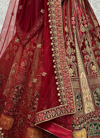 Fabulous contracts patch work designer wedding wear Lehengacholi For this wedding season Marron