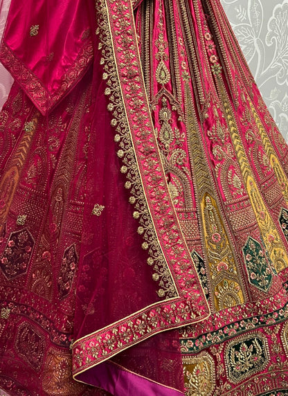 Fabulous contracts patch work designer wedding wear Lehengacholi For this wedding season Pink