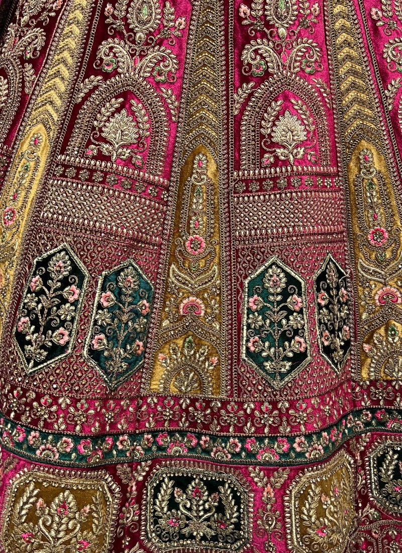 Fabulous contracts patch work designer wedding wear Lehengacholi For this wedding season Pink