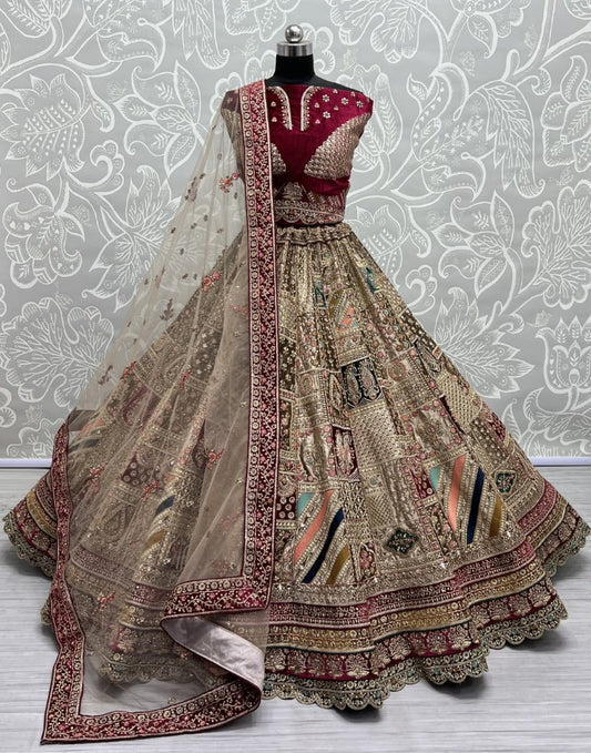 Exclusive Pattern of Bridal Lehengacholi in Beautiful color Range with heavy Dupatta