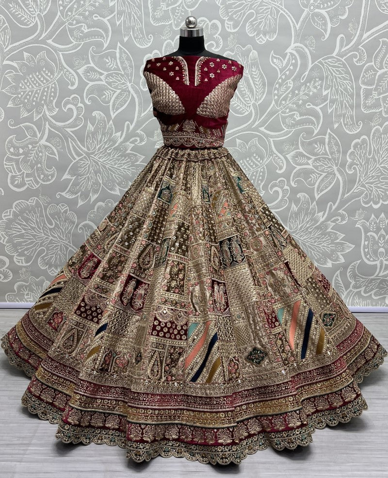 Exclusive Pattern of Bridal Lehengacholi in Beautiful color Range with heavy Dupatta