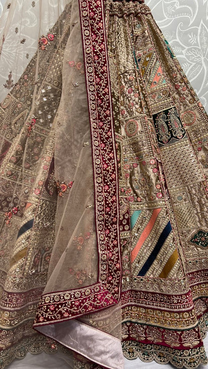 Exclusive Pattern of Bridal Lehengacholi in Beautiful color Range with heavy Dupatta