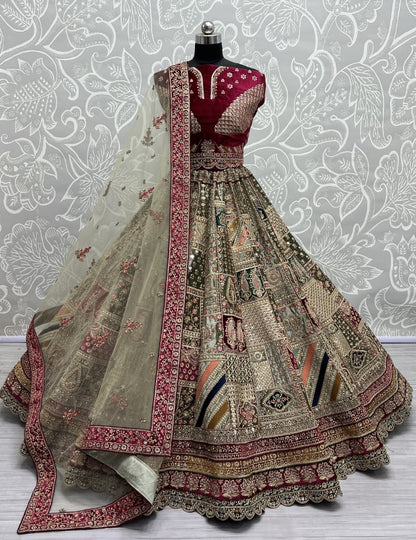 Exclusive Pattern of Bridal Lehengacholi in Beautiful color Range with heavy Dupatta