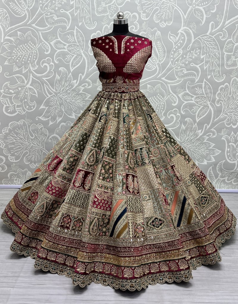 Exclusive Pattern of Bridal Lehengacholi in Beautiful color Range with heavy Dupatta