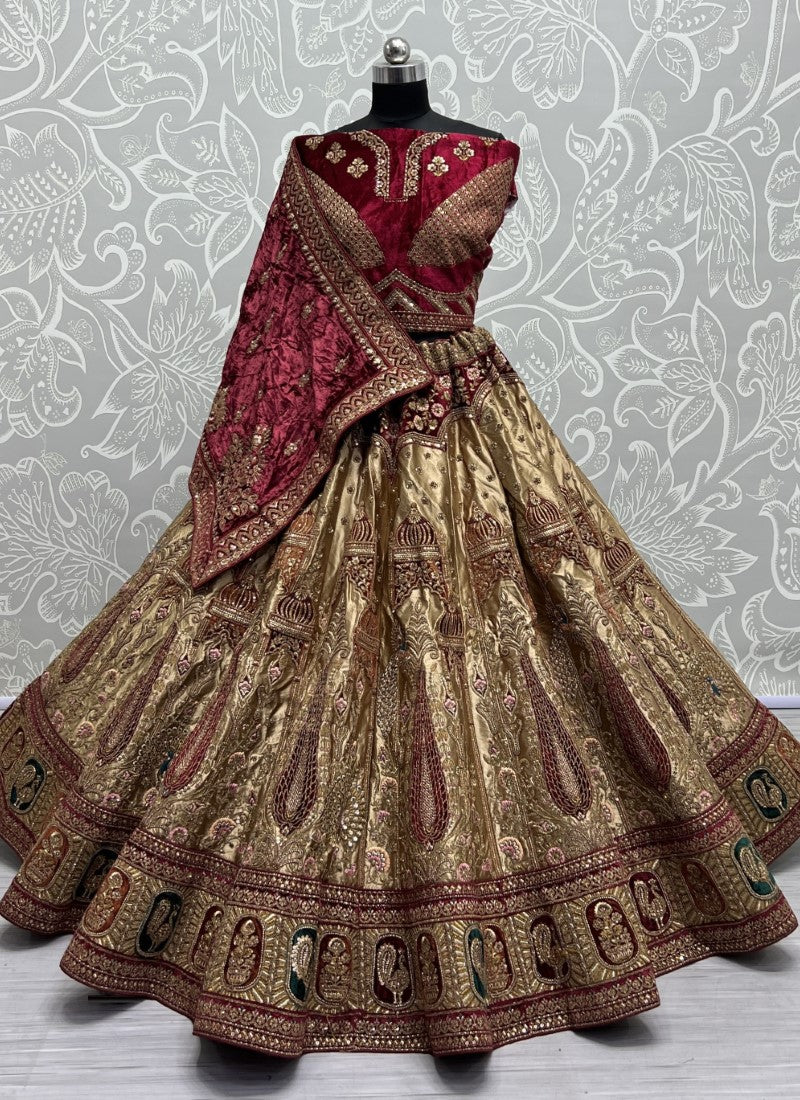 Exquisite Embroidery Velvet Patch work and sequence crafted 5 meter flair Lehengacholi Chicku