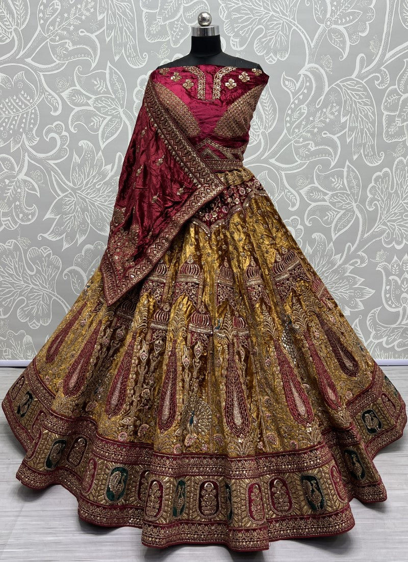 Captivating Designed of Thread and Dori work Crafted Lehenga choli Mustard