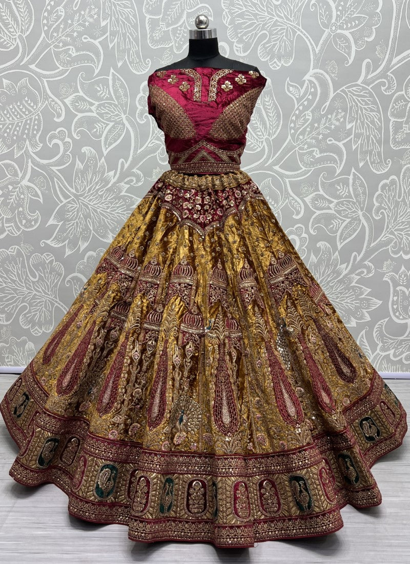 Captivating Designed of Thread and Dori work Crafted Lehenga choli Mustard