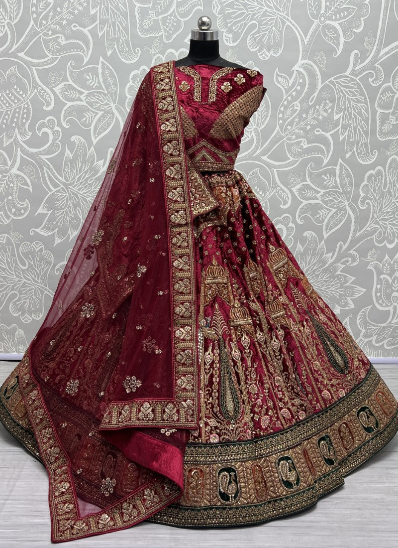 Captivating Designed of Thread and Dori work Crafted Lehenga choli Marron