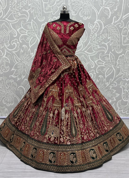 Captivating Designed of Thread and Dori work Crafted Lehenga choli Marron