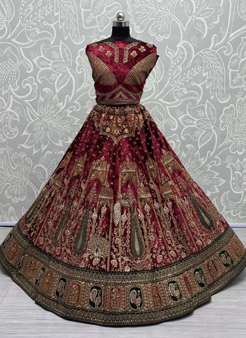 Captivating Designed of Thread and Dori work Crafted Lehenga choli Marron