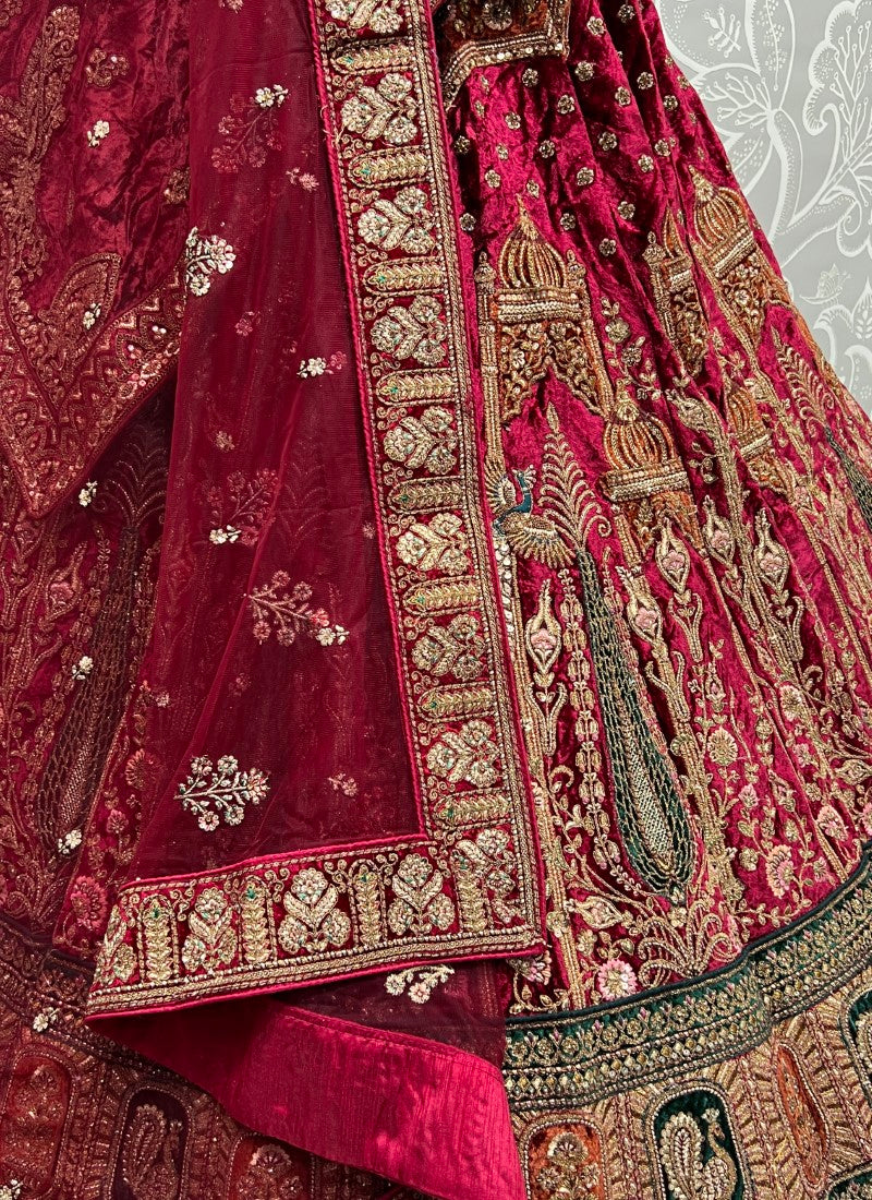 Captivating Designed of Thread and Dori work Crafted Lehenga choli Marron