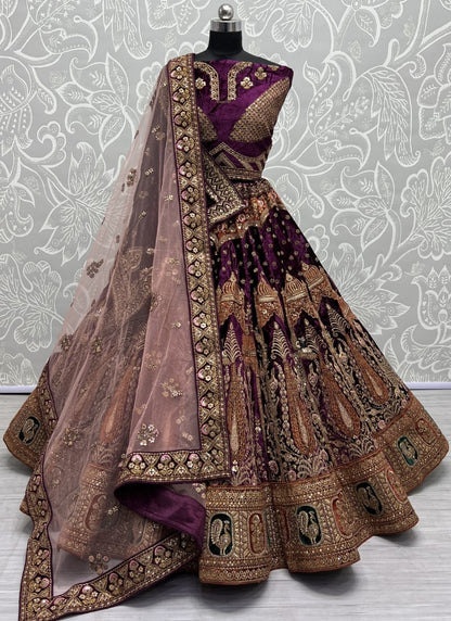 Captivating Designed of Thread and Dori work Crafted Lehenga choli Purple