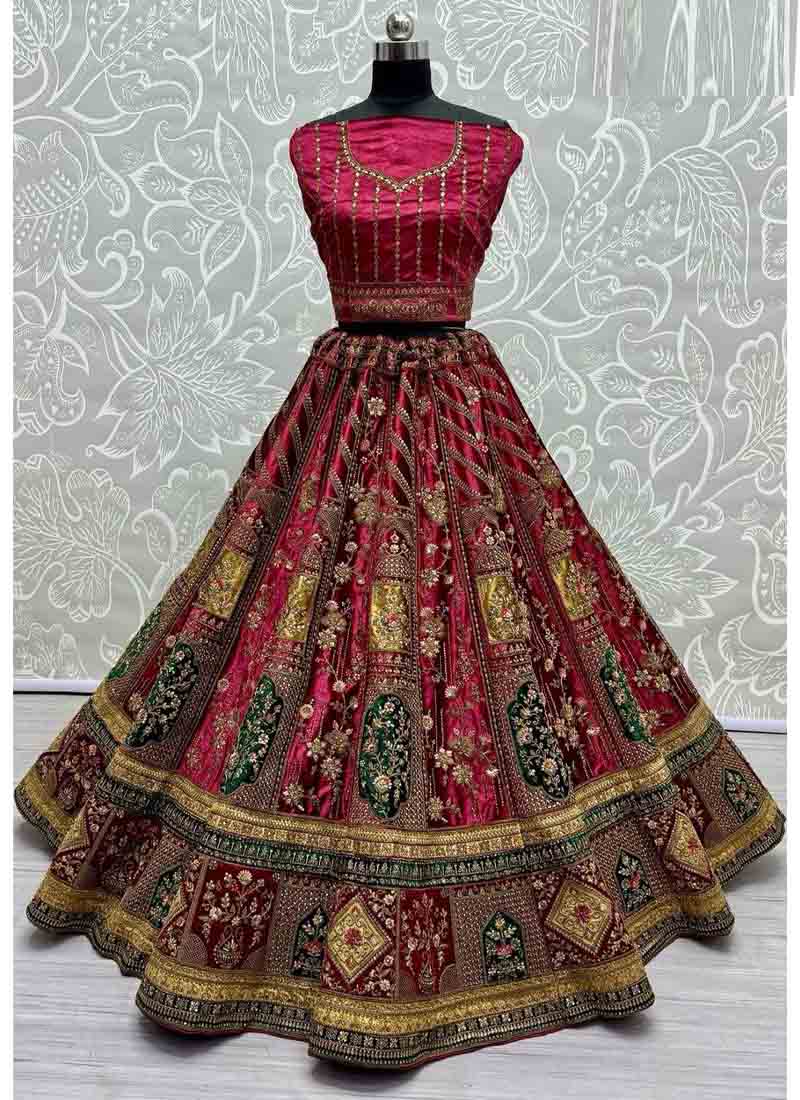 Exclusive Embroidered Wedding Lehenga Choli In Raspberry Pink