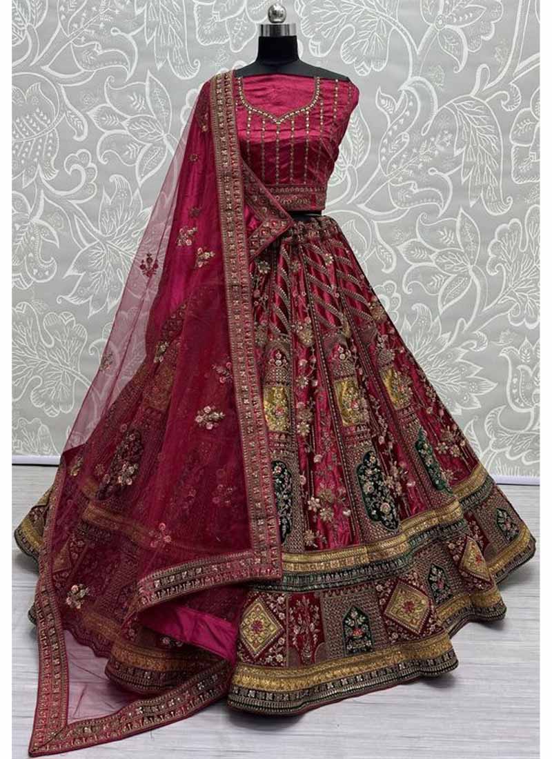 Exclusive Embroidered Wedding Lehenga Choli In Raspberry Pink