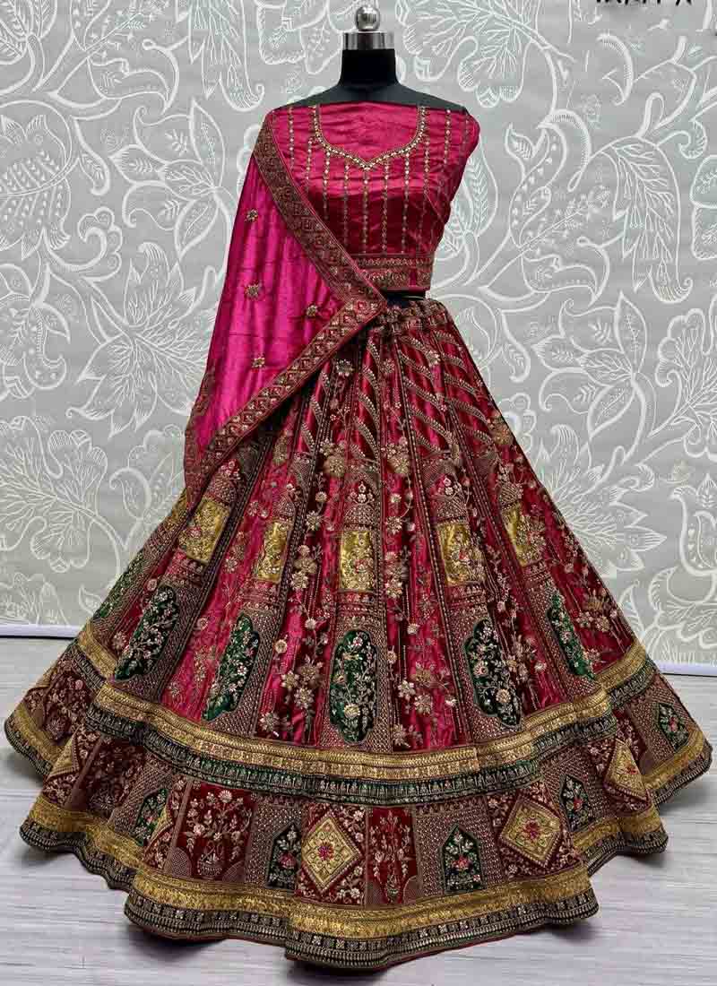 Exclusive Embroidered Wedding Lehenga Choli In Raspberry Pink