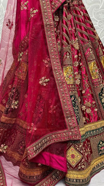 Exclusive Embroidered Wedding Lehenga Choli In Raspberry Pink