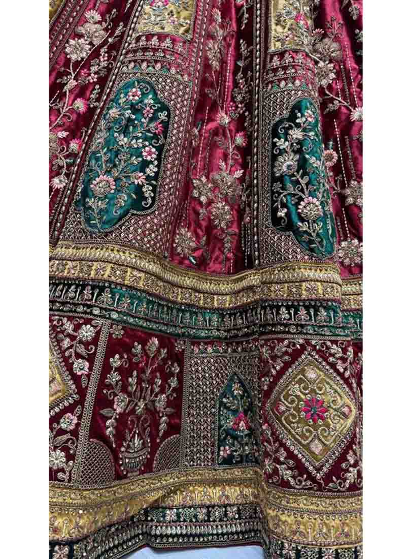 Exclusive Embroidered Wedding Lehenga Choli In Rashberry Maroon