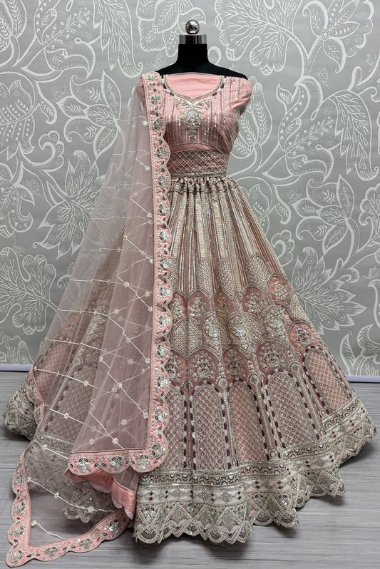 Designer Embroidered in various sequins and dori work Partywear Lehenga choli in Pink