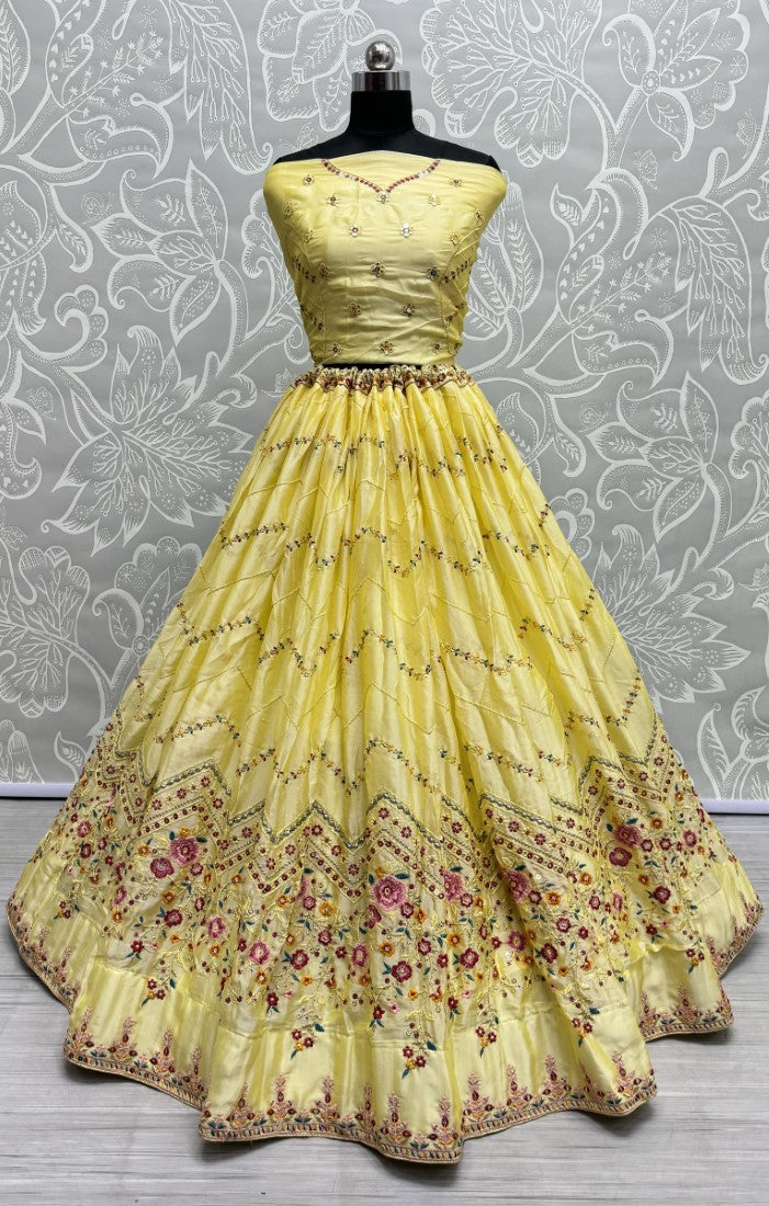 Eye catchy Embroidered Lehengacholi in Yellow