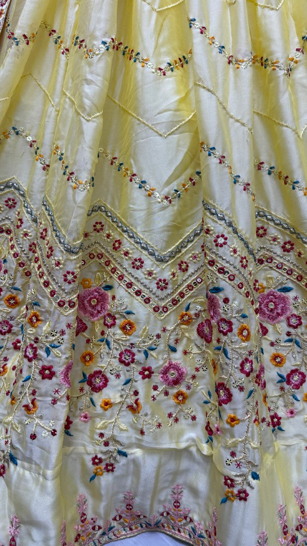 Eye catchy Embroidered Lehengacholi in Yellow